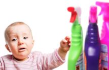 Infant child with cleaning chemicals. Dander in a spray bottle!