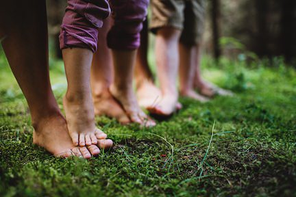 Family spending time in nature Forest Bathing