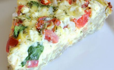 Fresh tomato spinach quiche from For the love of cooking.