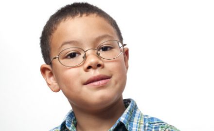 Little Boy with Glasses. Nearsightedness.